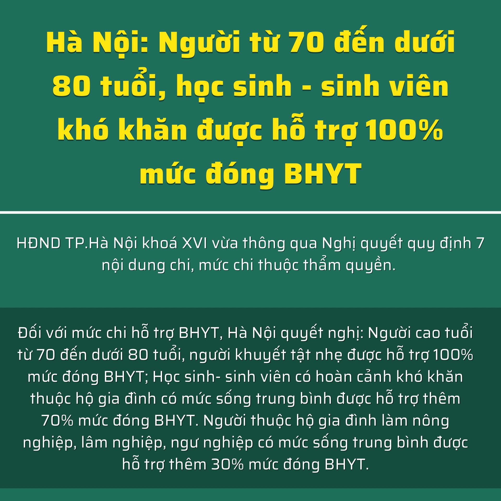 Cover Image for Hà Nội Chấp Tay Hỗ Trợ: Người từ 70 đến dưới 80 tuổi, học sinh – sinh viên khó khăn được hỗ trợ 100% mức đóng BHYT